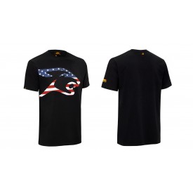 T-Shirt Schwarz mit Predator Raubkatzenkopf in USA Farben SM - XXL