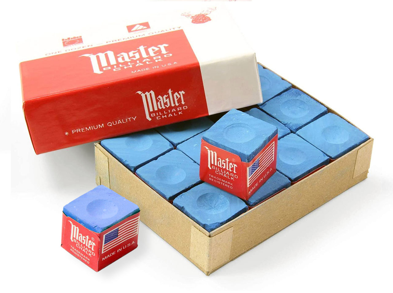 Master Chalk blue 12 pcs. - Ortmann Billiards.com - Billiard Online Shop  for Billiard, Billiard Tables and Billiard Accessoires