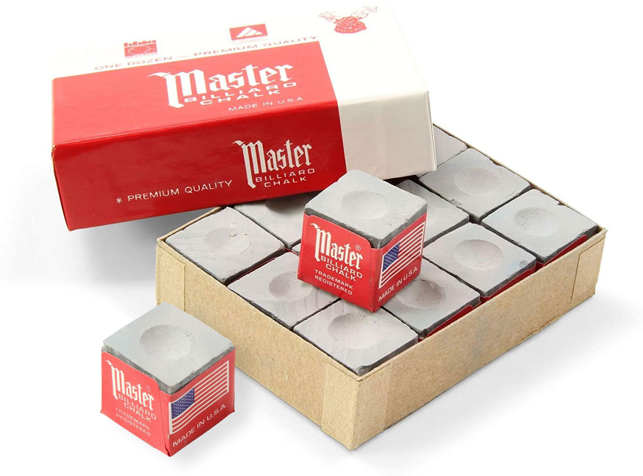 Billiard Pool Cue Chalk Holder Case 2 1 Pieces Of Gray Master Chalk & 