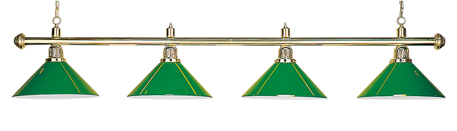 Billardlampe 4 Schirme grün silberfarbene Halterung 