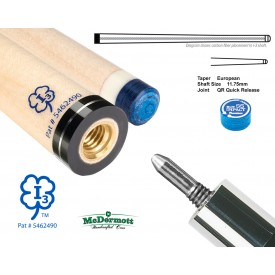 McDermott billiard cue shaft I-3  Quick Release Joint, Silver Ring