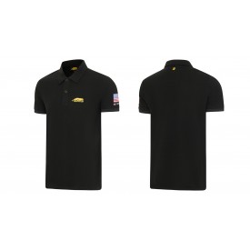 Poloshirt Schwarz mit USA-Flaggen und Predator Logo Gelb SM - XXL