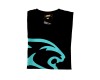 T-Shirt Schwarz mit Predator Raubkatze Kopf Türkis XS - XXL