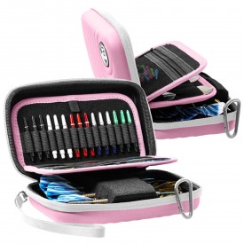 Dart Case BULL'S ORBIS XL for 6 Darts and Accessories – Pink