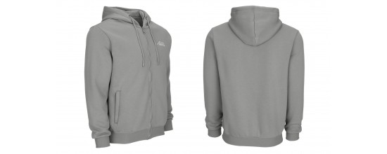 Kapuzenjacke mit Reißverschluss Grau mit gestickten Predator Logo Weiß  M - XL
