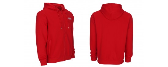 Kapuzenjacke mit Reißverschluss Rot mit gestickten Predator Logo Weiß  M - XL
