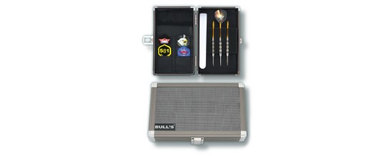 Dartsafe Koffer L BULL'S Aluminium für 3 Pfeile Zubehör