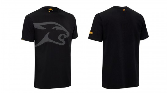 T-Shirt Schwarz mit  Predator Raubkatze Kopf Grau M