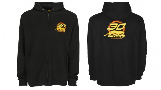 Kapuzenjacke mit Reißverschluss Schwarz Predator mit 30th Logo Gelb  M - XL