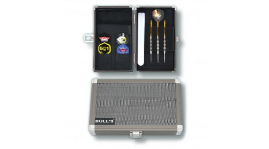 Dartsafe Koffer L BULL'S Aluminium für 3 Pfeile Zubehör