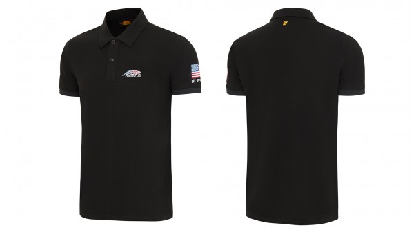 Poloshirt Schwarz mit USA-Flagge und Predator Logo SM - XXL