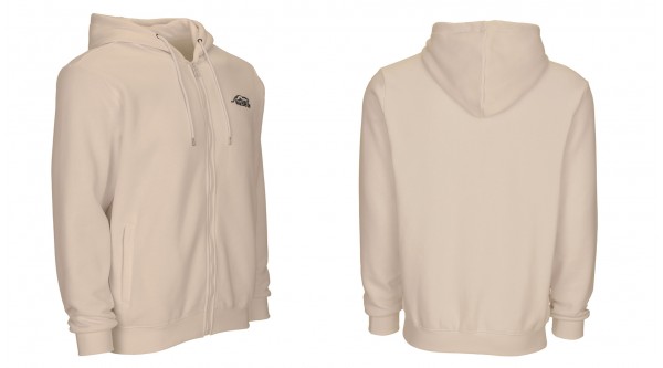 Kapuzenjacke mit Reißverschluss Beige mit gestickten Predator Logo schwarz  M - XL