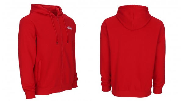 Kapuzenjacke mit Reißverschluss Rot mit gestickten Predator Logo Weiß  M - XL