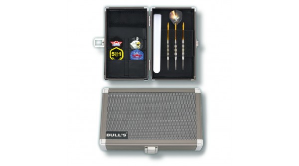 Dartsafe Koffer L BULL'S Aluminium für 3 Pfeile Zubehör