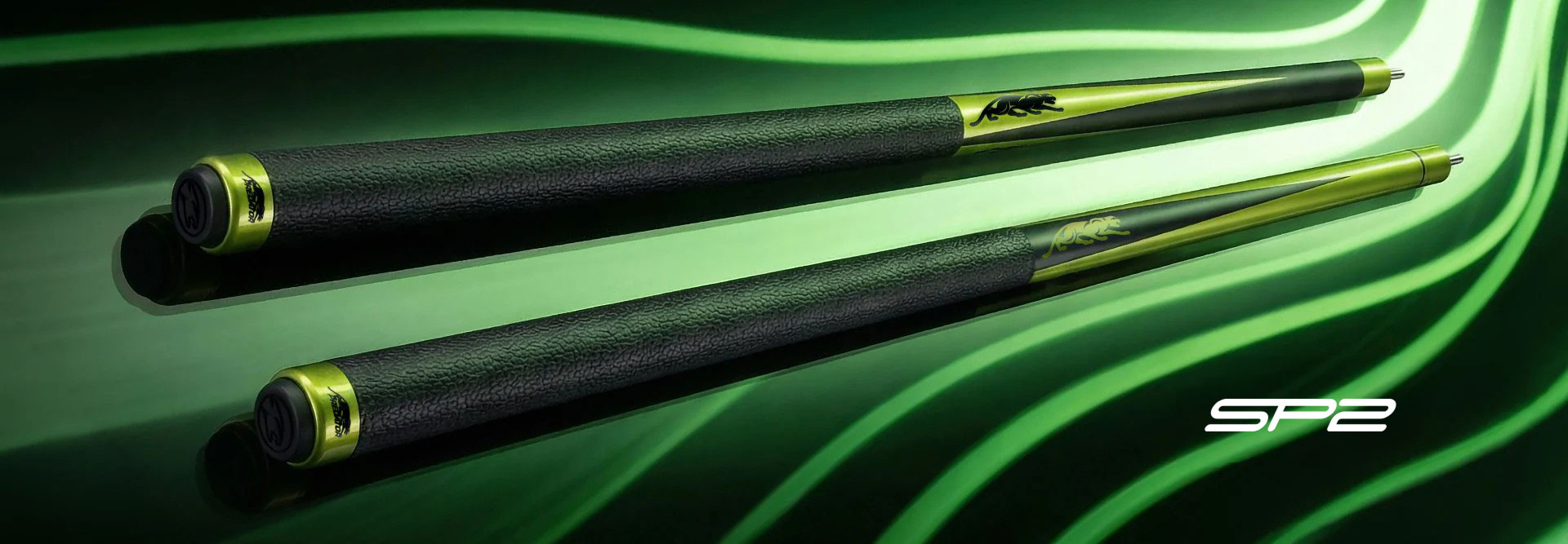 banner sp2 lime green pool cues logo